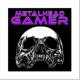 Metalhead Gamer Front Skull Purple Posters and Art